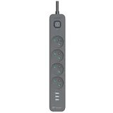 Produzni kabl 1.5m 4 uticnice sa 3 USB porta sa prenaponskom zastitom i prekidacem grafit TRALIS47026