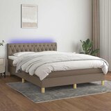  Krevet box spring s madracem LED smeđesivi 140x190 cm tkanina | shoptok.hr
