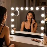 Ikonka LED Kozmetičko Ogledalo s 15 LED Žarulja – Podesiva Svjetlina, 10x Povećalo | shoptok.hr
