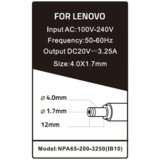 Gembird NPA65-200-3250 (IB10) ** punjač za laptop 65W-20V-3.25A, 4.0x1.7mm yellow (780 Alt=IB09)