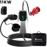 JUNSUN Tip 2 EV električni avtomobilski polnilni kabel –11kW, nastavljiv tok, LCD zaslon, prenosni polnilnik 5 m z vtičem Schuko 6-16A IP67, (22148588) | Shoptok.si
