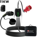 Tip 2 EV električni avtomobilski polnilni kabel –11kW, nastavljiv tok, LCD zaslon, prenosni polnilnik 5 m z vtičem Schuko 6-16A IP67, (22148588)