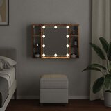 Ormarić s ogledalom LED boja staro drvo 76x15x55 cm drveni | Eponuda.com