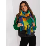 Fashionhunters Green-yellow checkered women's scarf