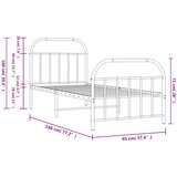 vidaXL Kovinski posteljni okvir z vzglavjem in vznožjem bel 90x190 cm | Shoptok.si