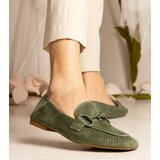 Gemre Green women's perforated loafers with ornament Mensory | Shoptok.si
