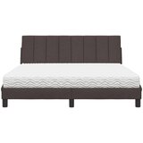  Postelja z vzmetnico temno rjava 160x200 cm blago | Shoptok.si