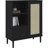  Visoka komoda SENJA crna izgled ratana 90x40x112 cm borovina | shoptok.hr