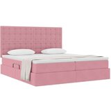  Postelja s shranjevanjem z vzmetnico Roza 200 x 200 cm Žamet, (5000100316) | Shoptok.si