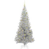 vidaXL Božično drevo med 300 LED z stojalom srebrna 210 cm PET | Shoptok.si