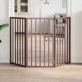vidaXL Vrata za pse zložljiva 3 paneli rjava 150 cm topolovina | Shoptok.si