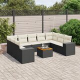  10-dijelni set vrtnih sofa s jastucima crni od poliratana Crna 83 x 62 x 69 cm | shoptok.hr