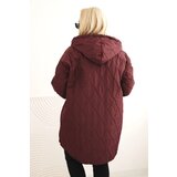 Kesi Włoski Women's Plus Size quilted jacket with a hood and the word HOPE plum | Shoptok.si