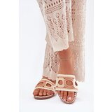 Boto Crocheted women's slippers on a flat heel beige Nirina | Shoptok.si