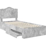  Krevetna konstrukcija s ladicama Betonski sivi 100 x 200 cm | shoptok.hr