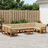  Set vanjskih sofa 11 kom. Prirodna i bež Čvrsto drvo akacije | shoptok.hr