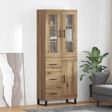 vidaXL Visok predalnik 2 pcs Umetni hrast Inženirski les in steklo | Shoptok.si