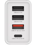  PUNJAČ ZA MOBILNE UREĐAJE ZIDNI 1XUSB-C/PD 20W/1XUSB-A QC 3.0/2XUSB-A 10W VERBATIM 49701 BIJELI | shoptok.hr