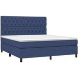  Box spring s madracem LED plavi 160x200 cm od tkanine | shoptok.hr