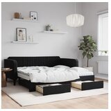 vidaXL Izvlečna dnevna postelja s predali črna 90x190 cm žam | Shoptok.si