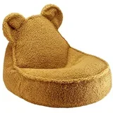 Rjava otroška vreča za sedenje iz tkanine bouclé Bear –