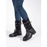 Shelvt Women's black low-heeled ankle boots with buckles | Eponuda.ba
