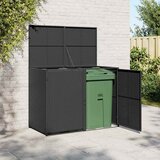 vidaXL Dvojna lopa za koše za smeti poli ratan črna 148x80x111cm | Shoptok.si