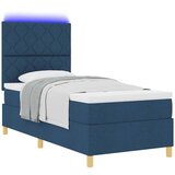  LED Box Spring Krevet s uzglavljem Plava 90 x 190 cm tkanina | shoptok.hr