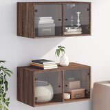  The Living Store Stenska omarica s steklenimi vrati 2 kosa hrast 68,5x37x35 cm - Stenska Omarica, (21502230) | Shoptok.si
