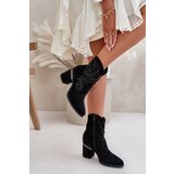 S. BARSKI Embellished Perforated Women's Heeled Boots Made Of Eco Suede Black S.Barski | Shoptok.si