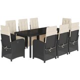  9-dijelni vrtni blagovaonski set s jastucima crni od poliratana | shoptok.hr