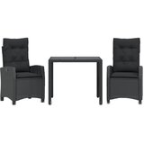  The Living Store Vrtna jedilna garnitura 3-delna z blazinami črn poli ratan - Vrtna Jedilna Garnitura, (21451621) | Shoptok.si