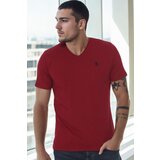 Dewberry T8568 V-NECK MEN'S T-SHIRT-BURGUNDY-1 | Shoptok.si