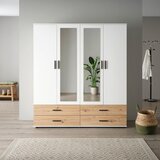 Mömax omara za oblačila rasant bela, hrast, ogledalo | Shoptok.si