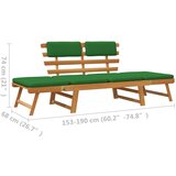  Klop z blazinami 2 v 1 190 cm trden akacijev les, (20661731) | Shoptok.si