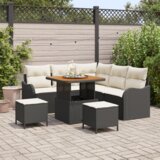  Vrtna garnitura - 8-dijelni set vrtnih sofa s jastučićima crni poli ratan akacija | shoptok.hr