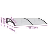 Nadstrešnica za vrata crna 150 x 100 cm polikarbonatna | shoptok.hr