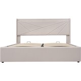 Lumor Oblazinjena postelja 140x200 cm iz lana - z USB polnjenjem in letvičastim okvirjem - bež, (22151132) | Shoptok.si