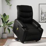 Maison Chic Električni masažni fotelj - Relax naslanjač s funkcijo vstajanja črno um. usnje, (22061896) | Shoptok.si