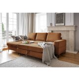 Miuform oranžna/rjava raztegljiva kotna sedežna garnitura iz rebrastega žameta (levi kot) lofty lilly – | Shoptok.si