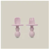 Interbaby silikonski set pribora za samostalno hranjenje Dark Pink