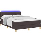 vidaXL Postelja s podstavkom z vzmetnico in LED temno rjava 160x200 cm iz tkanine, (22083547) | Shoptok.si