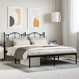 vidaXL Kovinski posteljni okvir z vzglavjem črn 180x200 cm Cene