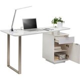 XORA pisalna miza kovina, leseni material bela, barve niklja | Shoptok.si