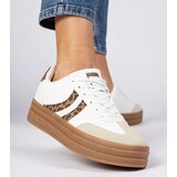 Gemre White women's sneakers with leopard print detail Melly | Shoptok.si