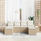  Sjedeća garnitura za vrt 6 kom. Bež poliratan 294 x 117 x 69 cm | Shoptok.si