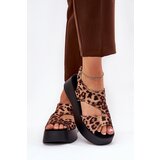 Boto Women's Sandals With Leopard Print On Platform Eco Suede Brown Karonia | Shoptok.si
