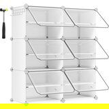 Songmics prepletena omara za čevlje, modularni organizator za shranjevanje s 6 prostori, 30 x 40 x 30 cm za vsak prostor, z vrati, jeklen okvir, plastične plošče, bela LPC033W01, (21389224) Cene