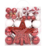  Set božićnih kuglica od 64 komada crvene i bijele | shoptok.hr