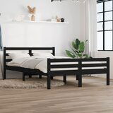 Maison Chic Posteljni okvir - Dvoposteljna postelja - Zakonska postelja črn iz trdnega lesa 120x200 cm-J14072, (21769368) | Shoptok.si